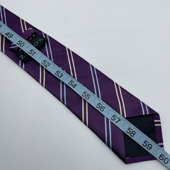 Zylos/ Lucien Piccard Silk Neckties Lot of 3 Striped Geometric Gold Grey Purple - Picture 15 of 16